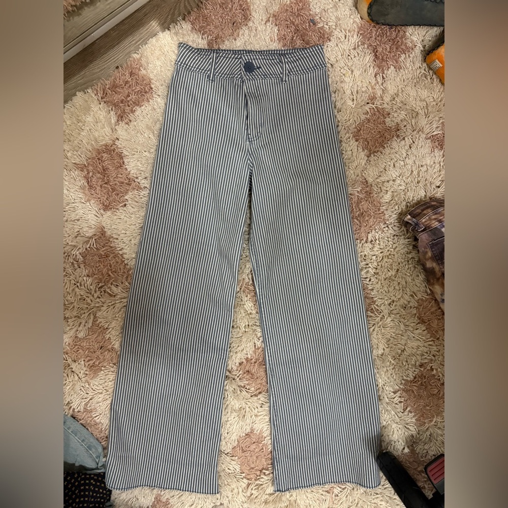 Zara Kids Striped Navy Blue and White Pants